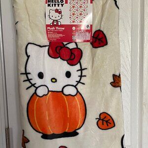 Hello Kitty Tan/Beige Fall Leaves Pumpkin Plush Throw